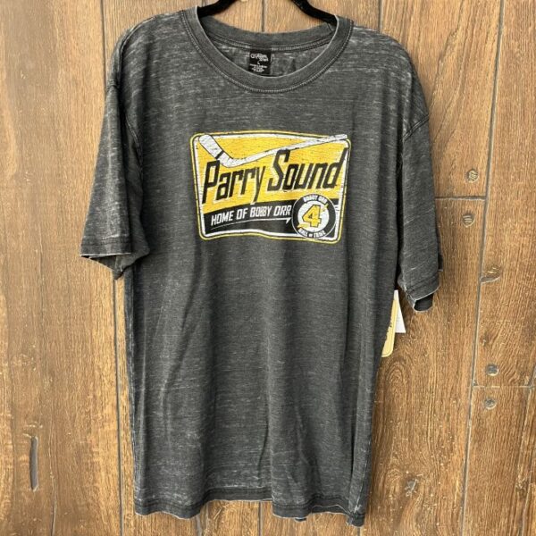 Charcoal Grey Stone-Wash Style Parry Sound Road Sign T-Shirt