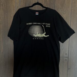 Black Bobby Orr Hall Of Fame Flying Orr T-Shirt